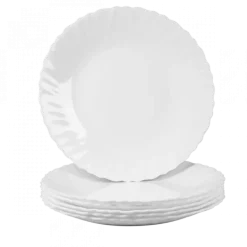 PRIMA DECO CARBO Komplet obiadowy 54 el dla 18 os / biały / karbowany rant / szkło hartowane