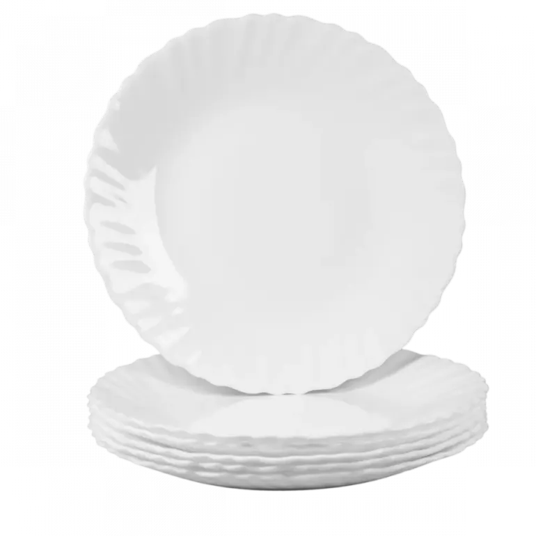 PRIMA DECO CARBO Komplet obiadowy 54 el dla 18 os / biały / karbowany rant / szkło hartowane