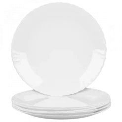 PRIMA DECO CARBO Komplet obiadowy 54 el dla 18 os / biały / karbowany rant / szkło hartowane