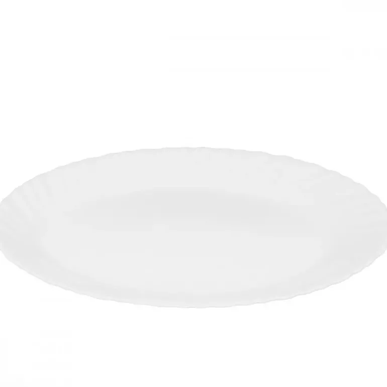 PRIMA DECO CARBO Półmisek owalny 25x19 cm / biały / karbowany rant / szkło hartowane