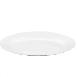 PRIMA DECO CARBO Półmisek owalny 31x22 cm / biały / karbowany rant / szkło hartowane