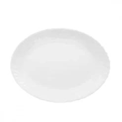 PRIMA DECO CARBO Półmisek owalny 20x15,5 cm / biały / karbowany rant / szkło hartowane