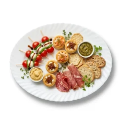 PRIMA DECO CARBO Półmisek owalny 20x15,5 cm / biały / karbowany rant / szkło hartowane