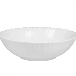 PRIMA DECO CARBO Salaterka 20 cm / biała / karbowany rant / szkło hartowane