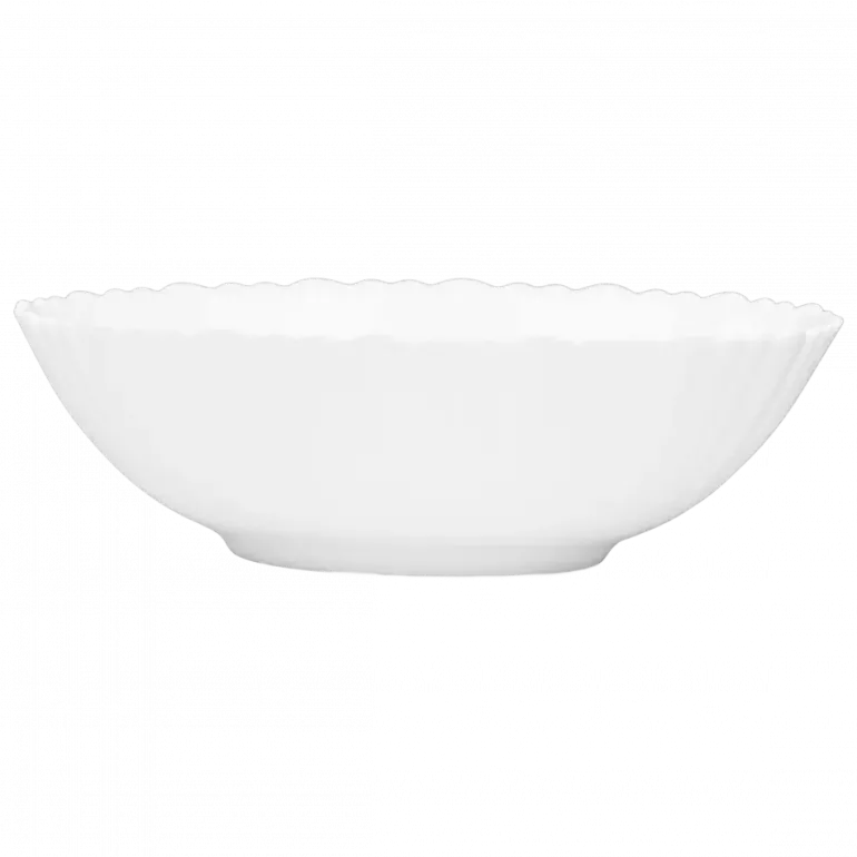 PRIMA DECO CARBO Salaterka 20 cm / biała / karbowany rant / szkło hartowane
