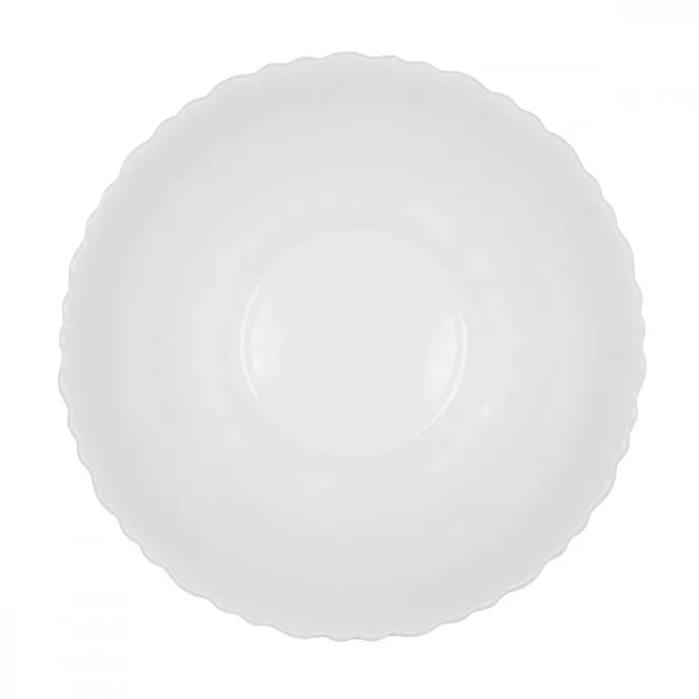 PRIMA DECO CARBO Salaterka 23 cm / biała / karbowany rant / szkło hartowane