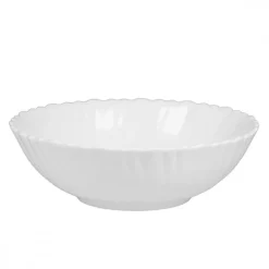 PRIMA DECO CARBO Salaterka 18 cm / biała / karbowany rant / szkło hartowane