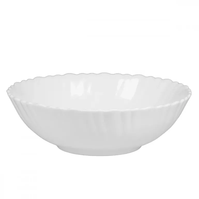 PRIMA DECO CARBO Salaterka 18 cm / biała / karbowany rant / szkło hartowane