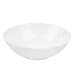PRIMA DECO CARBO Salaterka 18 cm / biała / karbowany rant / szkło hartowane