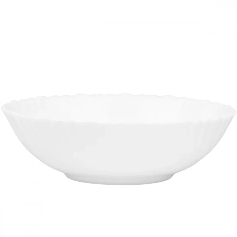 PRIMA DECO CARBO Salaterka 18 cm / biała / karbowany rant / szkło hartowane