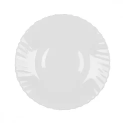 PRIMA DECO CARBO Talerz deserowy 15 cm / biały / karbowany rant / szkło hartowane