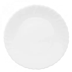 PRIMA DECO CARBO Talerz deserowy 19 cm / biały / karbowany rant / szkło hartowane