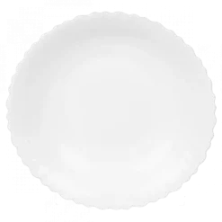 PRIMA DECO CARBO Talerz głęboki do zupy 22 cm / biały / karbowany rant / szkło hartowane