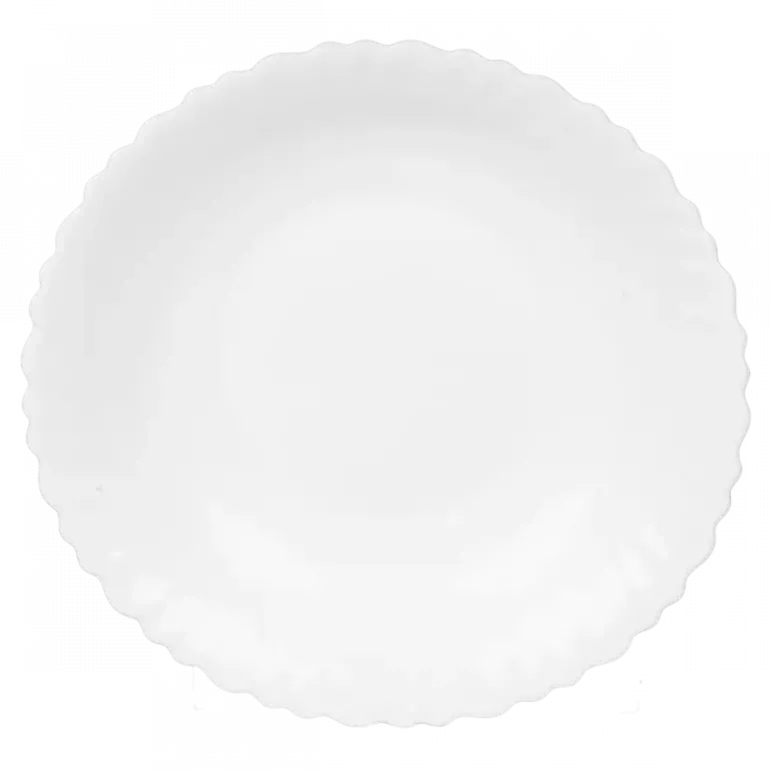 PRIMA DECO CARBO Talerz głęboki do zupy 22 cm / biały / karbowany rant / szkło hartowane