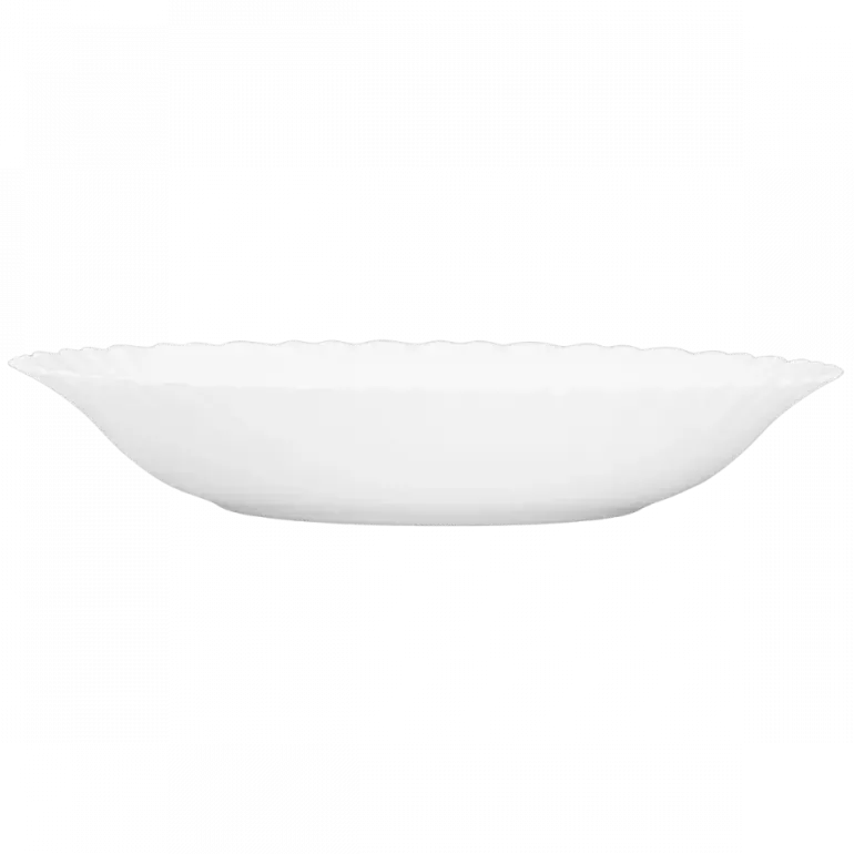 PRIMA DECO CARBO Talerz głęboki do zupy 22 cm / biały / karbowany rant / szkło hartowane