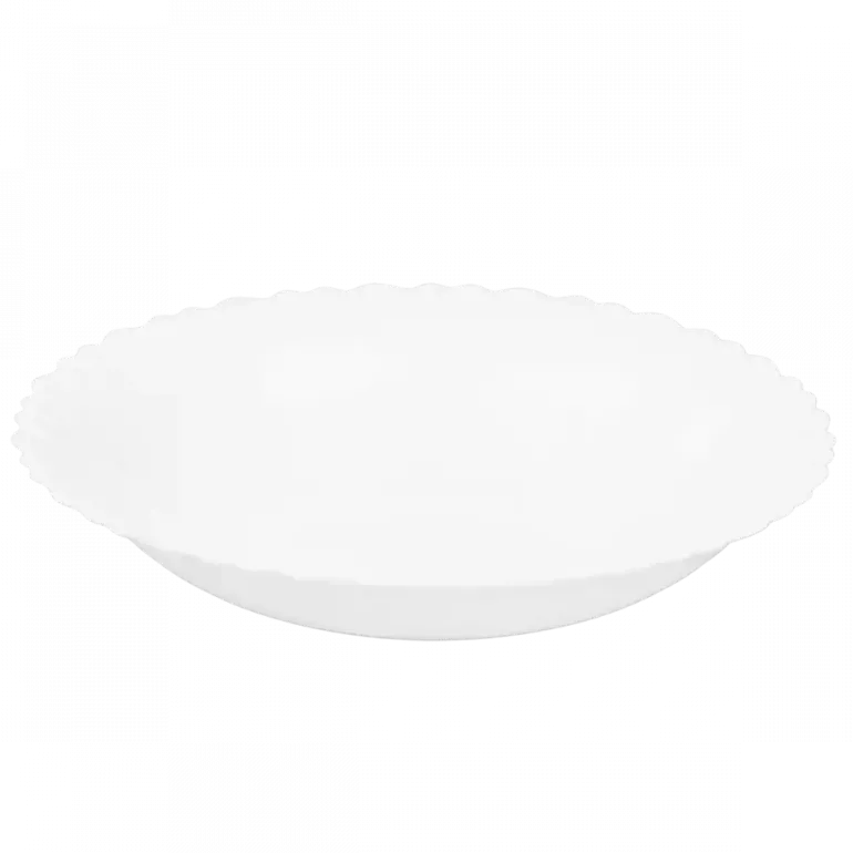 PRIMA DECO CARBO Talerz głęboki do zupy 22 cm / biały / karbowany rant / szkło hartowane