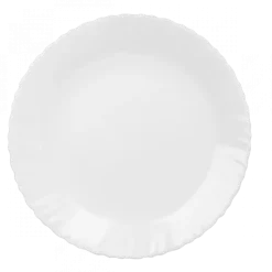 PRIMA DECO CARBO Talerz obiadowy 25 cm / biały / karbowany rant / szkło hartowane