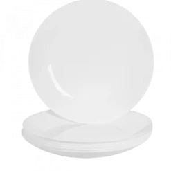 PRIMA DECO CLASSIC Komplet obiadowy OPALEX 54 el dla 18 os / z miseczką / biały / szkło hartowane