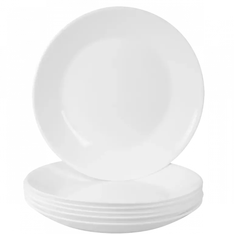 PRIMA DECO CLASSIC Komplet obiadowy OPALEX 54 el dla 18 os / z miseczką / biały / szkło hartowane