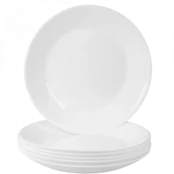 PRIMA DECO CLASSIC Komplet obiadowy OPALEX 18 el dla 6 os / z miseczką / biały / szkło hartowane