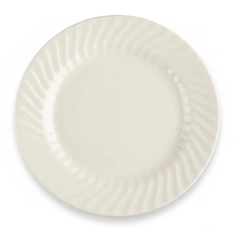 PRIMA DECO EMBOSS Komplet obiadowy 18 el dla 6 os karbowany / porcelana ecru