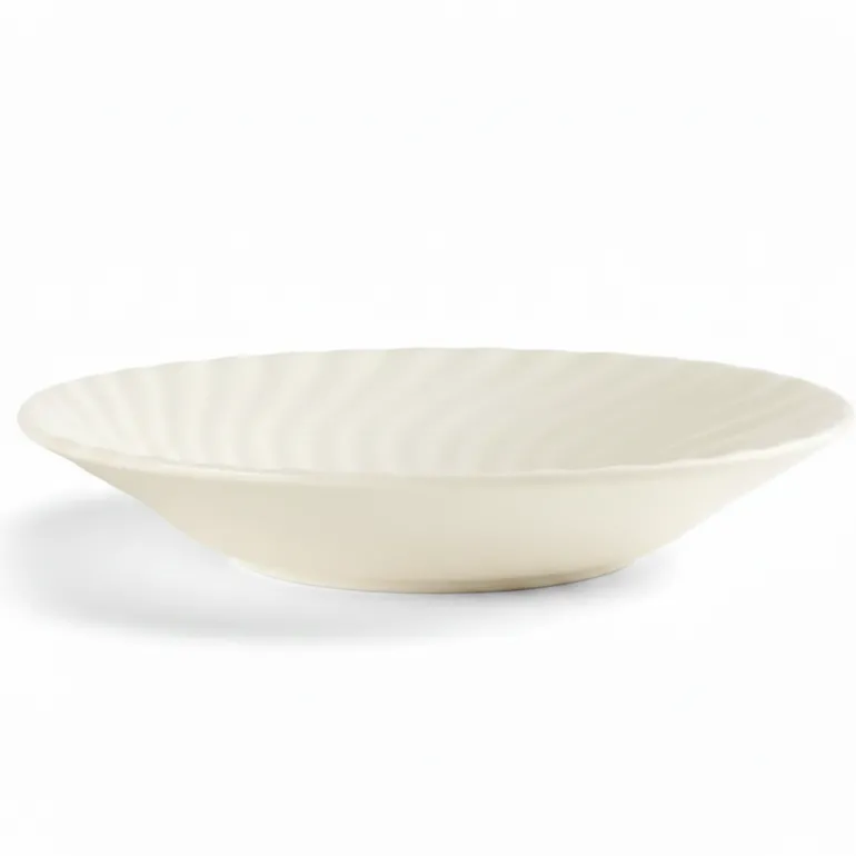 PRIMA DECO EMBOSS Komplet obiadowy 54 el dla 18 os karbowany / porcelana ecru