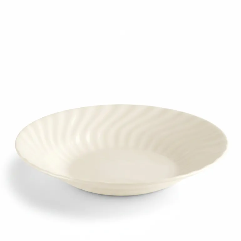 PRIMA DECO EMBOSS Komplet obiadowy 54 el dla 18 os karbowany / porcelana ecru