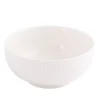 PRIMA DECO HARMONY Komplet obiadowy z kubkami 48 el dla 12 os ryflowany kremowy