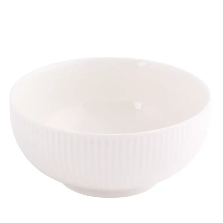 PRIMA DECO HARMONY Komplet obiadowy 54 el dla 18 os / ryflowany / prążek / ecru / porcelana