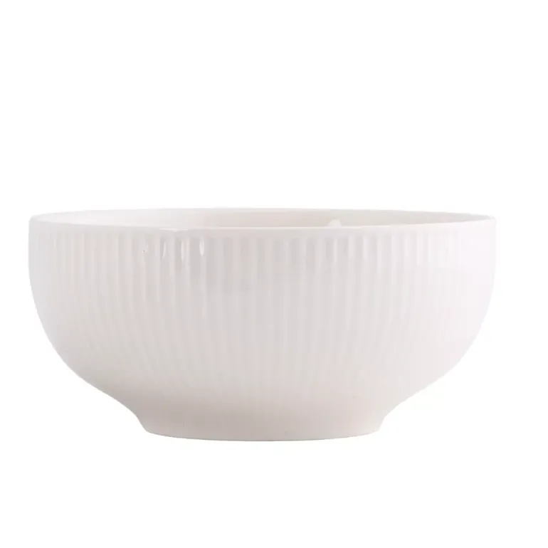 PRIMA DECO HARMONY Komplet obiadowy 54 el dla 18 os / ryflowany / prążek / ecru / porcelana