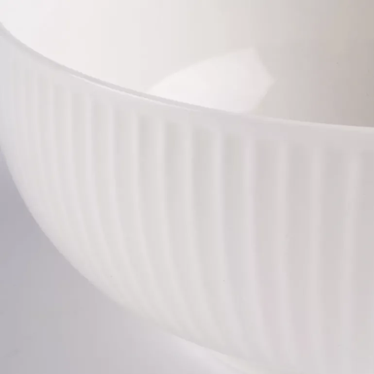 PRIMA DECO HARMONY Komplet obiadowy 54 el dla 18 os / ryflowany / prążek / ecru / porcelana