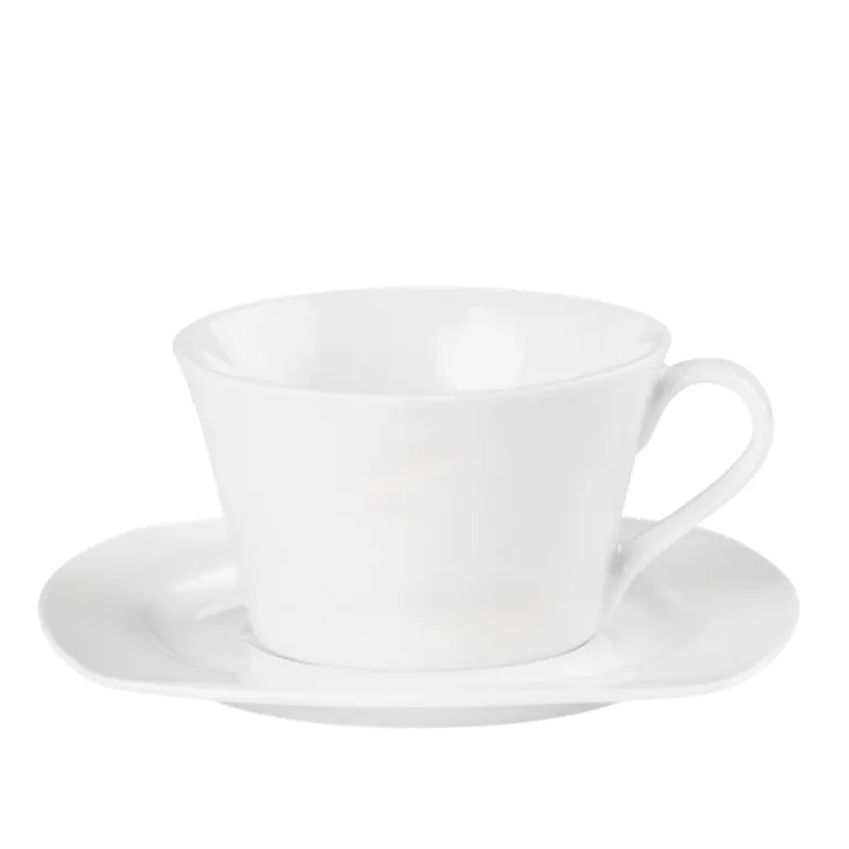PRIMA DECO Komplet filiżanka ze spodkiem 220 ml biała kwadrat