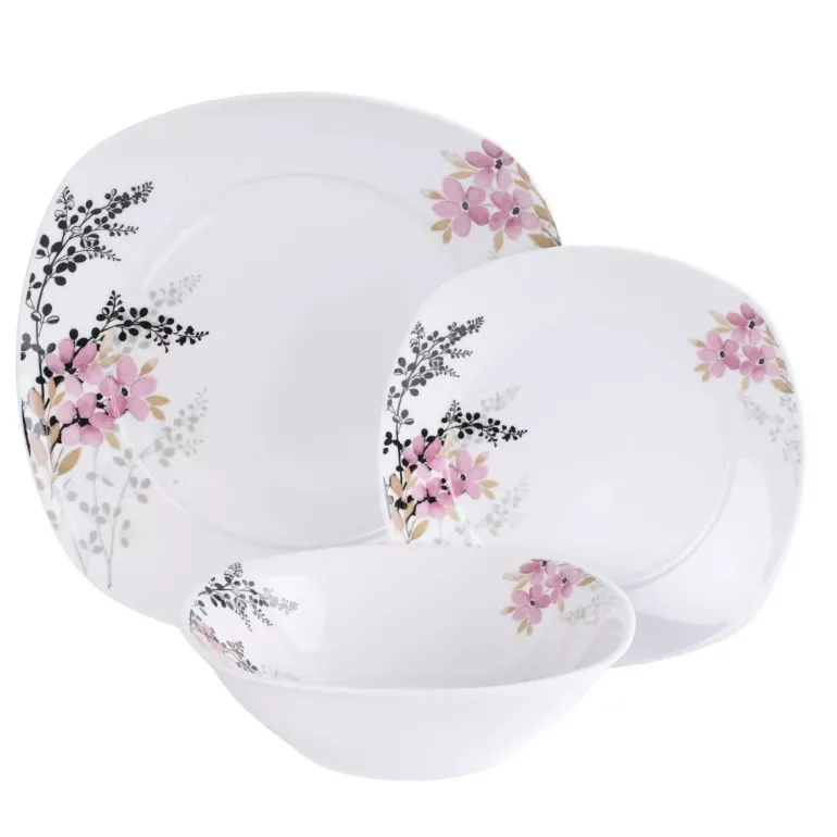 PRIMA DECO Komplet obiadowy 18 el 6 os Azalia kwadrat