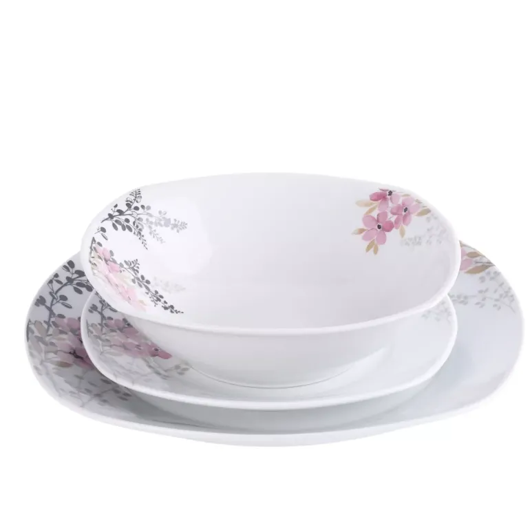 PRIMA DECO Komplet obiadowy 18 el 6 os Azalia kwadrat