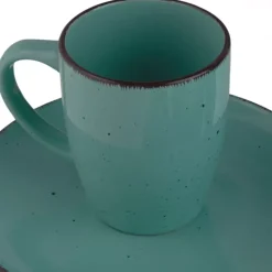 PRIMA DECO Komplet obiadowy 48 el dla 12 os / turkusowy / kamionka