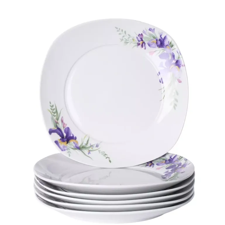 PRIMA DECO Komplet obiadowy 36 el dla 12 os IRYS / kwadratowy / porcelana