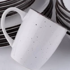 PRIMA DECO Komplet obiadowy 72 el dla 18 os biały / kamionka