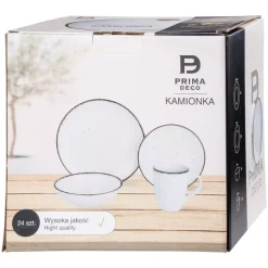 PRIMA DECO Komplet obiadowy 72 el dla 18 os biały / kamionka