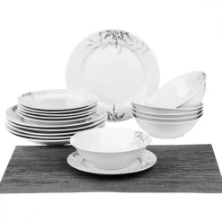 PRIMA DECO Komplet obiadowy 54 el dla 18 os NATURA / okrągły / porcelana