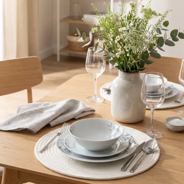 PRIMA DECO Komplet obiadowy 54 el dla 18 os NATURA / okrągły / porcelana