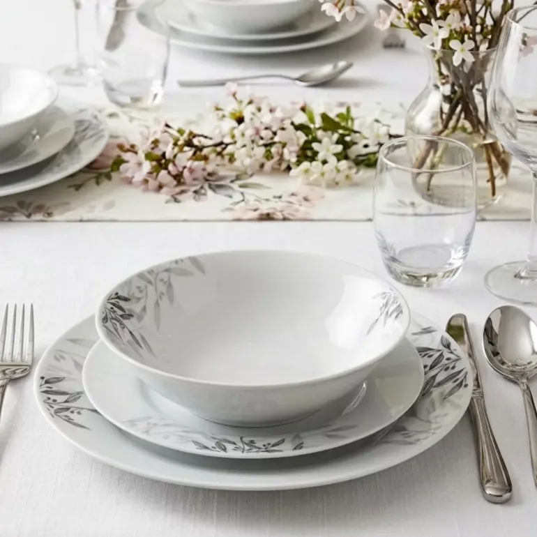 PRIMA DECO Komplet obiadowy 54 el dla 18 os NATURA / okrągły / porcelana