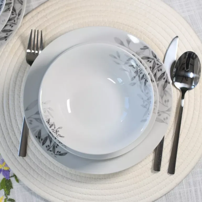 PRIMA DECO Komplet obiadowy 54 el dla 18 os NATURA / okrągły / porcelana