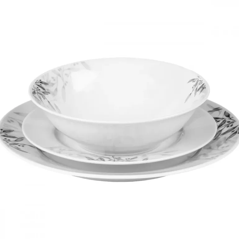 PRIMA DECO Komplet obiadowy 54 el dla 18 os NATURA / okrągły / porcelana