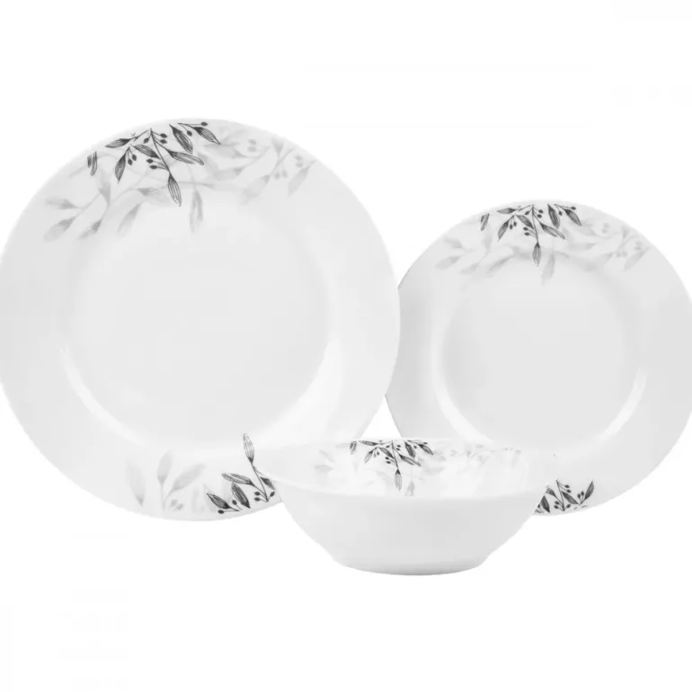 PRIMA DECO Komplet obiadowy 54 el dla 18 os NATURA / okrągły / porcelana