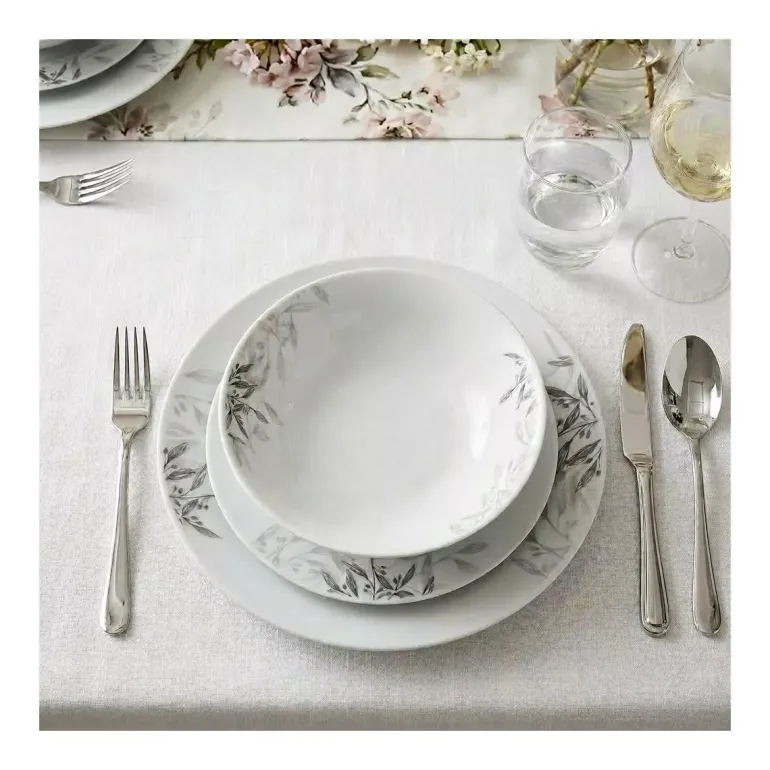 PRIMA DECO Komplet obiadowy 54 el dla 18 os NATURA / okrągły / porcelana
