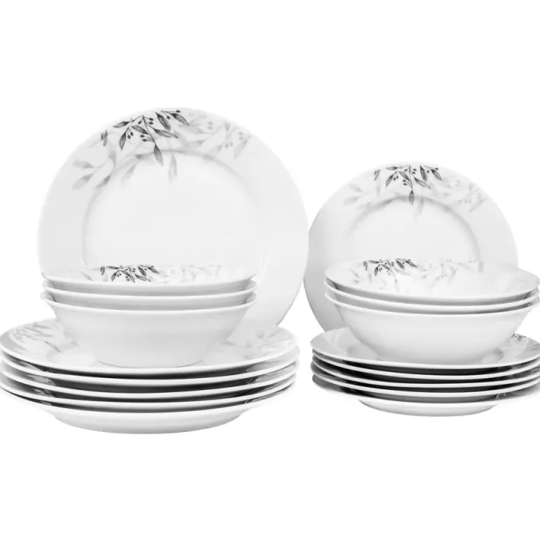 PRIMA DECO Komplet obiadowy 54 el dla 18 os NATURA / okrągły / porcelana