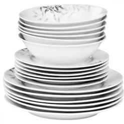 PRIMA DECO Komplet obiadowy 54 el dla 18 os NATURA / okrągły / porcelana