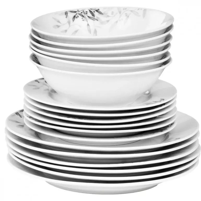 PRIMA DECO Komplet obiadowy 54 el dla 18 os NATURA / okrągły / porcelana