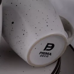 PRIMA DECO Komplet obiadowy 72 el dla 18 os / jasny szary / matowy / kamionka
