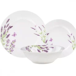 PRIMA DECO Komplet obiadowy 36 el dla 12 os LAWENDA / okrągły / porcelana